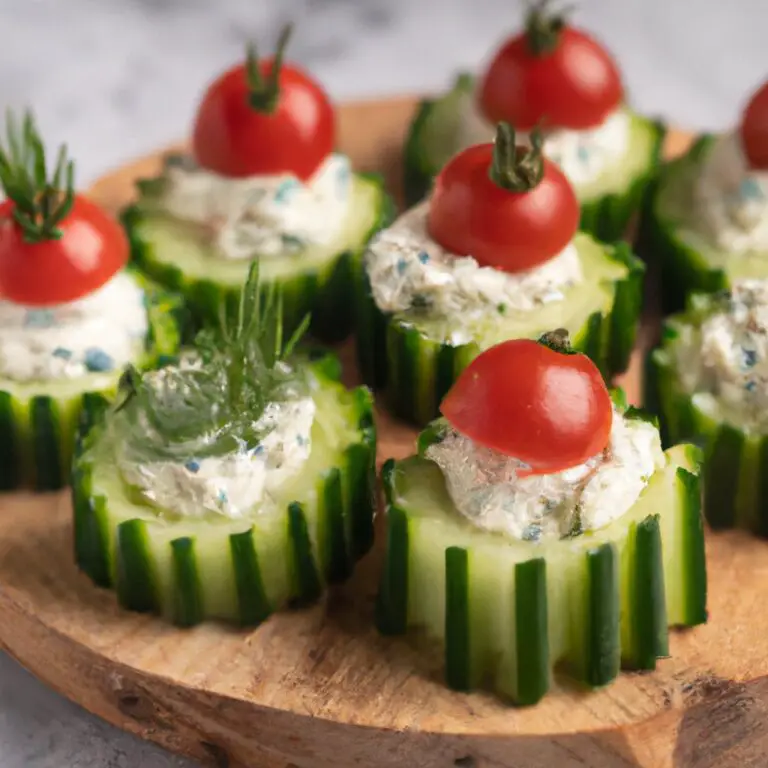 Delicious Cucumber Bites with Herbs Cream Cheese and Cherry Tomato