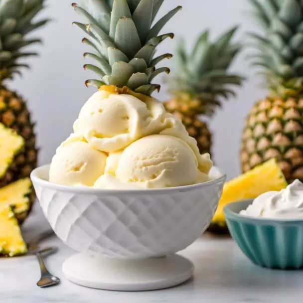 Homemade Pineapple Soft Serve Ice Cream