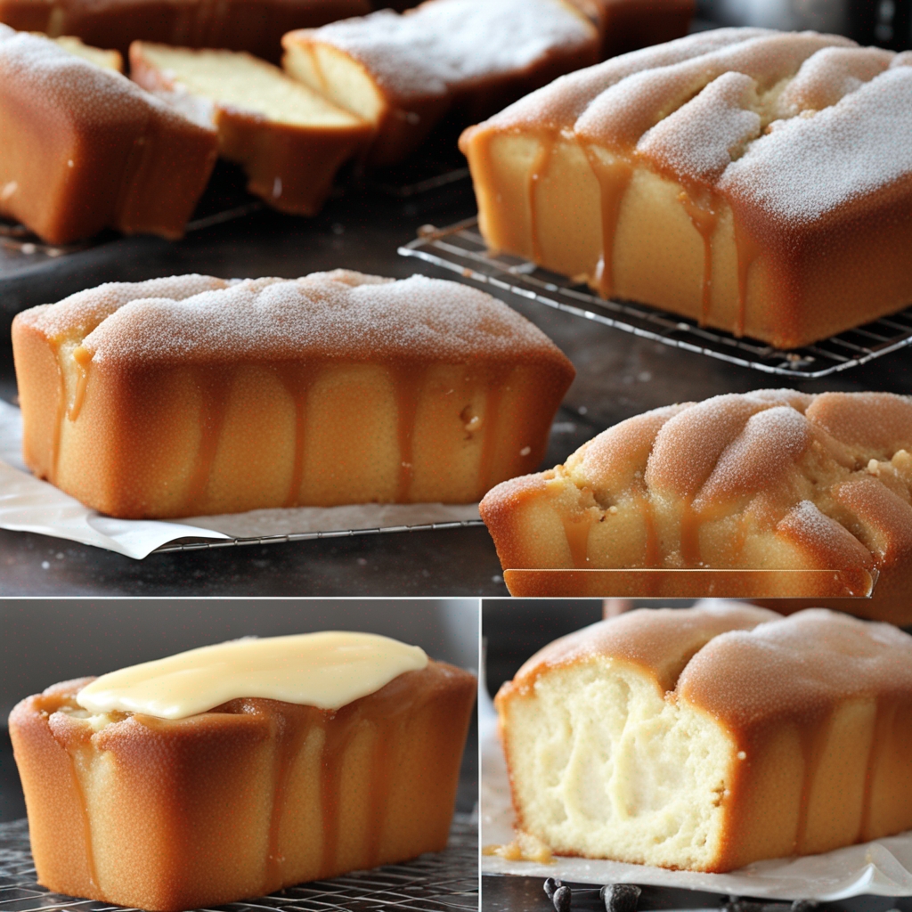 Caramel Cream Cheese Bread freshly baked on a cooling rack.