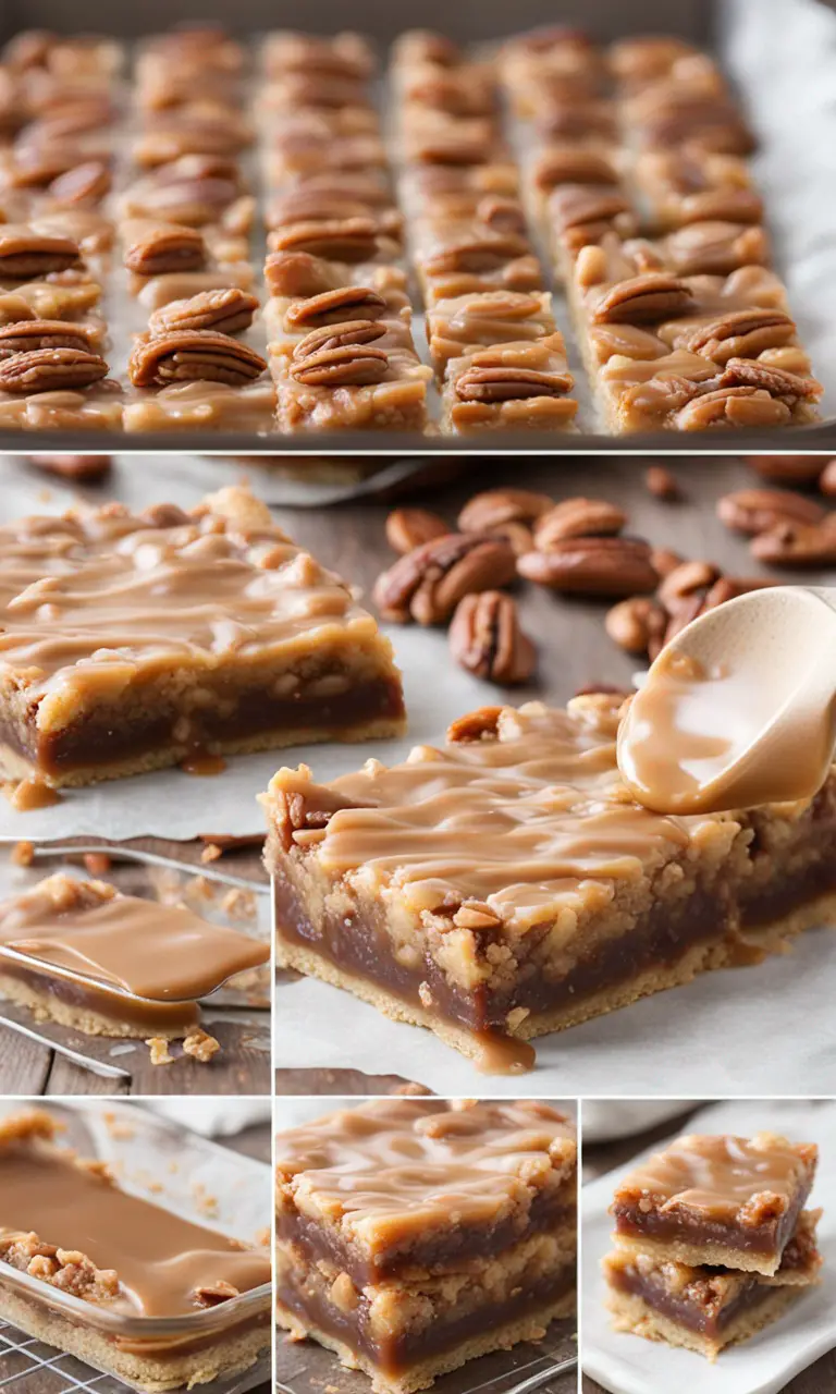 Overlay of Caramel Pecan Dream Bars with 'The Ultimate Dessert Experience' caption.