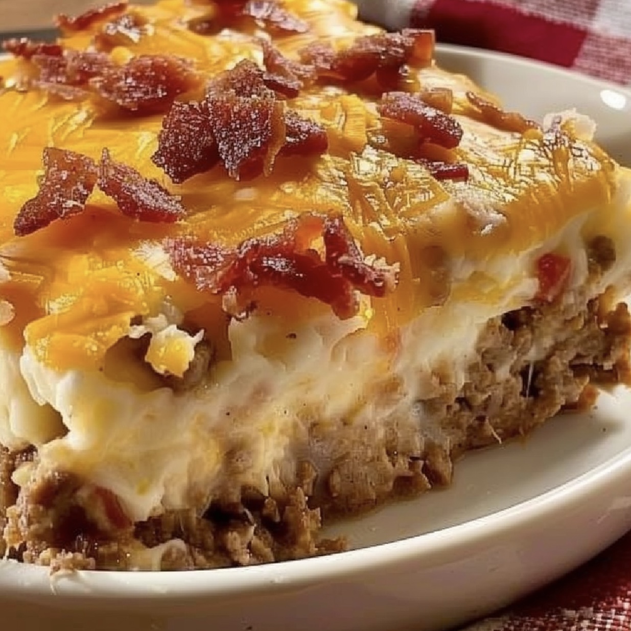 Hearty and filling Cowboy Meatloaf slice