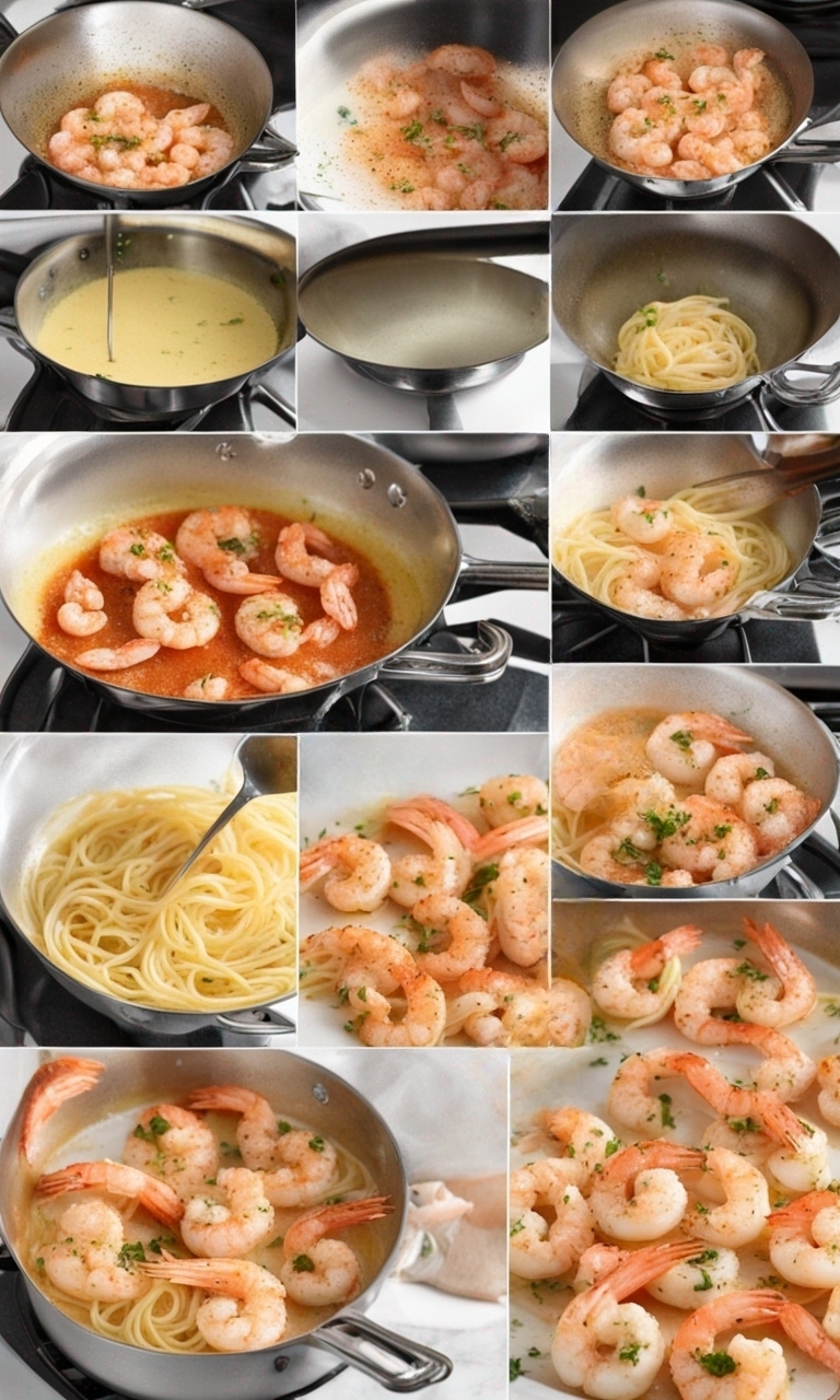 Ingredients display for homemade shrimp scampi recipe