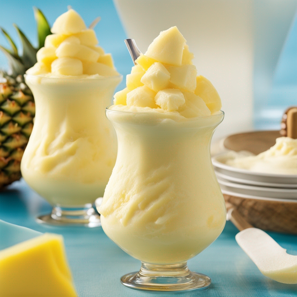 Refreshing Dole Pineapple Whip in Tropical Setting