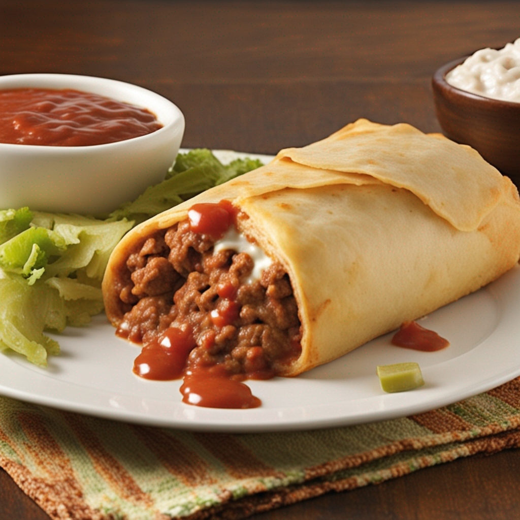 Close-up shot of crispy Beef and Cheese Chimichanga garnished with fresh cilantro.