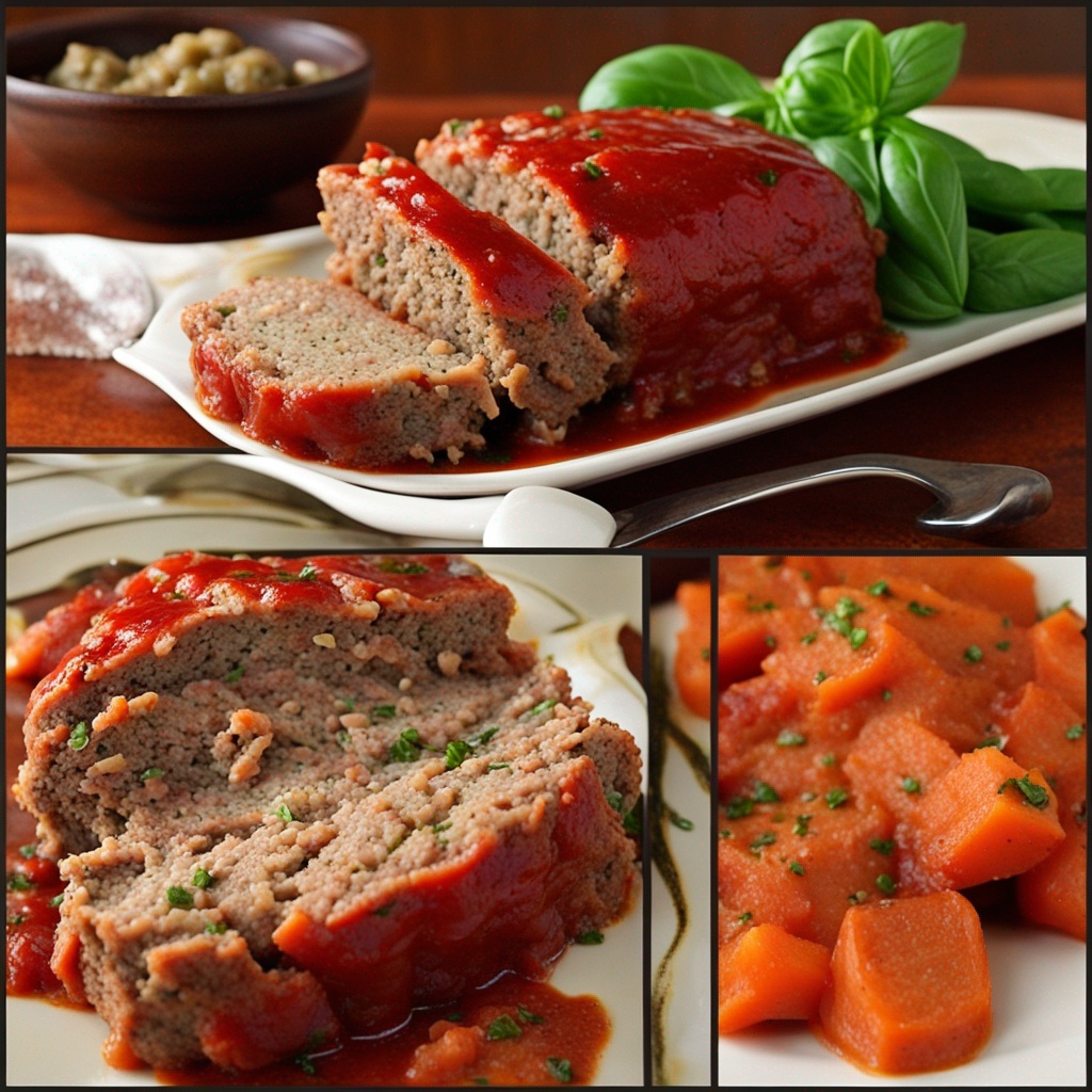 Italian Meatloaf served with garlic mashed potatoes and green beans
