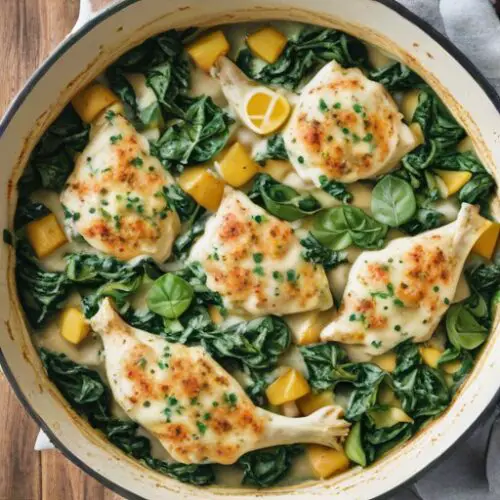 One Pan Creamy Chicken And Spinach 1k Recipes 2091