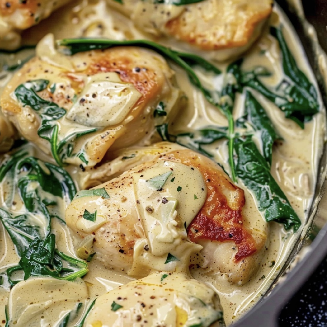 Enjoy a healthy twist on comfort food with this slow cooker spinach artichoke chicken, perfect for any night.
