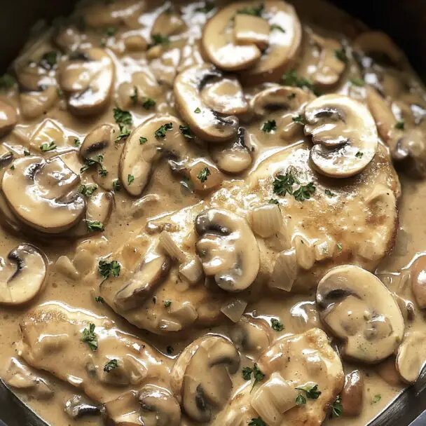 Whip up this easy and delicious Mushroom Chicken in your slow cooker for a hearty family meal.