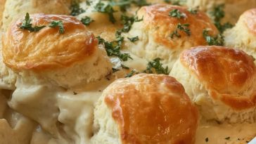 Delicious chicken bubble biscuit bake casserole with tender shredded chicken, creamy sauce, and golden biscuits, perfect for family dinners.