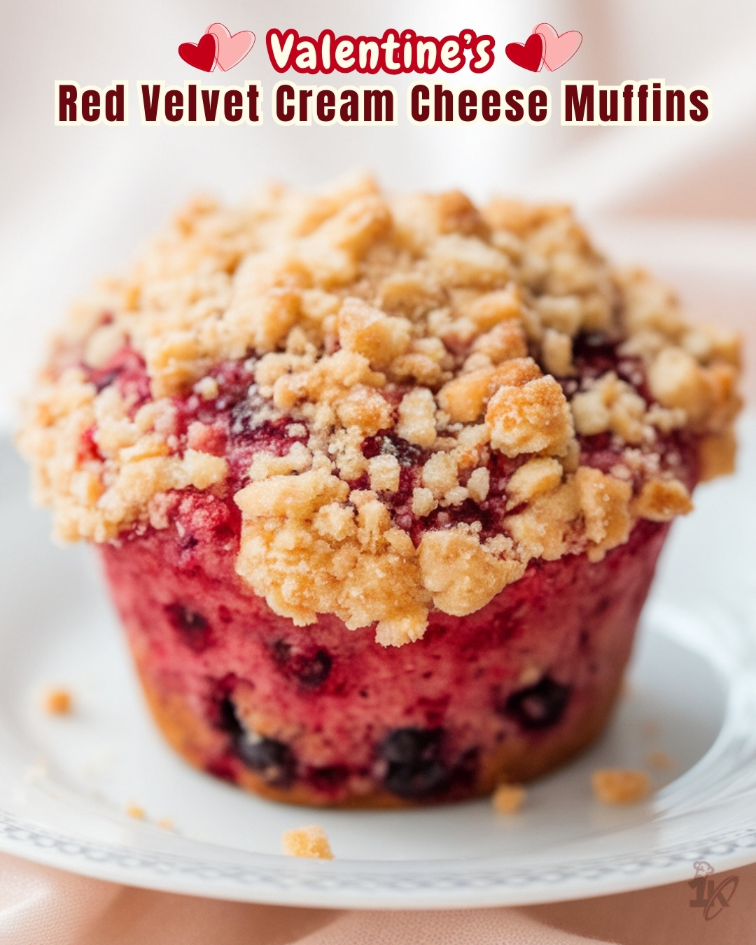 Delicious Valentine’s red velvet cream cheese muffins with fluffy texture and buttery crumb topping, perfect for sharing the love.